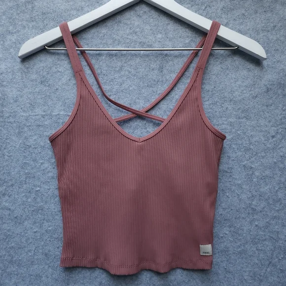 Vuori Rib Crop Tank Top in Marsala - Picture 4 of 10